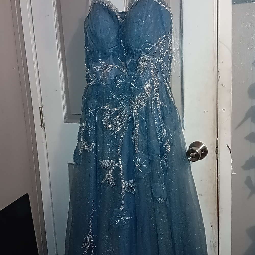 Camille La Vie Light Blue Dress with Silver Details